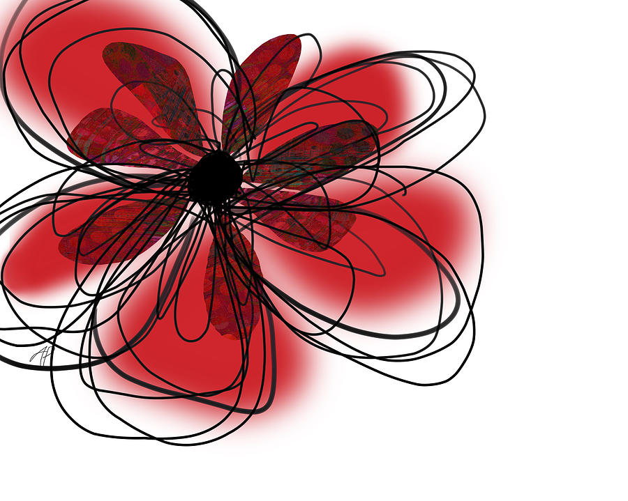 Red Flower Collage Digital Art by Ann Powell