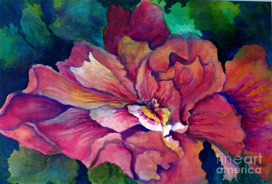 Red Flower Painting by Genie Morgan
