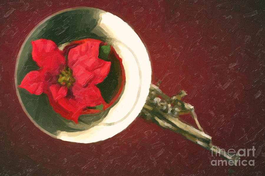 Red Flower in Bell of French Horn Painting in Color 3436.02 Painting by M K Miller
