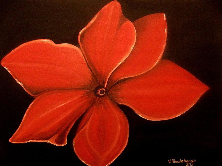 Blossoming Red Flower Painting by Victoria Rhodehouse