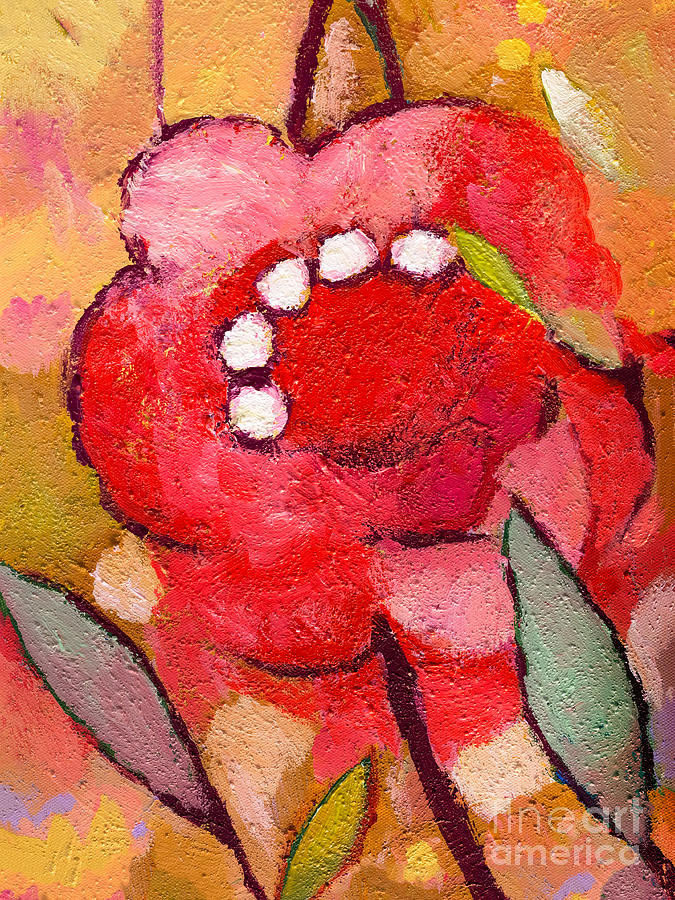 Flower Painting - Red Flowerpower by Lutz Baar