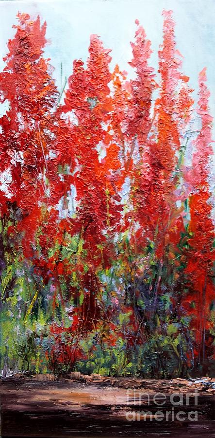 Red Flowers Painting by Barbara Haviland