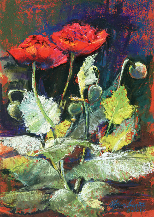 Flowers Pastel - Red Flowers by Beverly Amundson Flowers Pastel - Red Flowers by Beverly Amundson