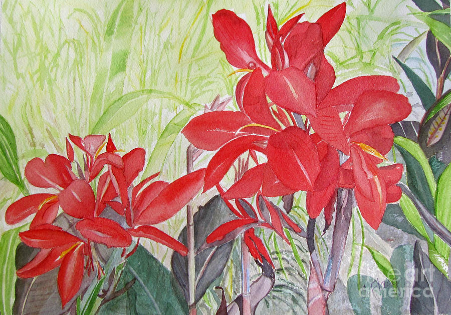 Red Flowers Painting by Carol Flagg