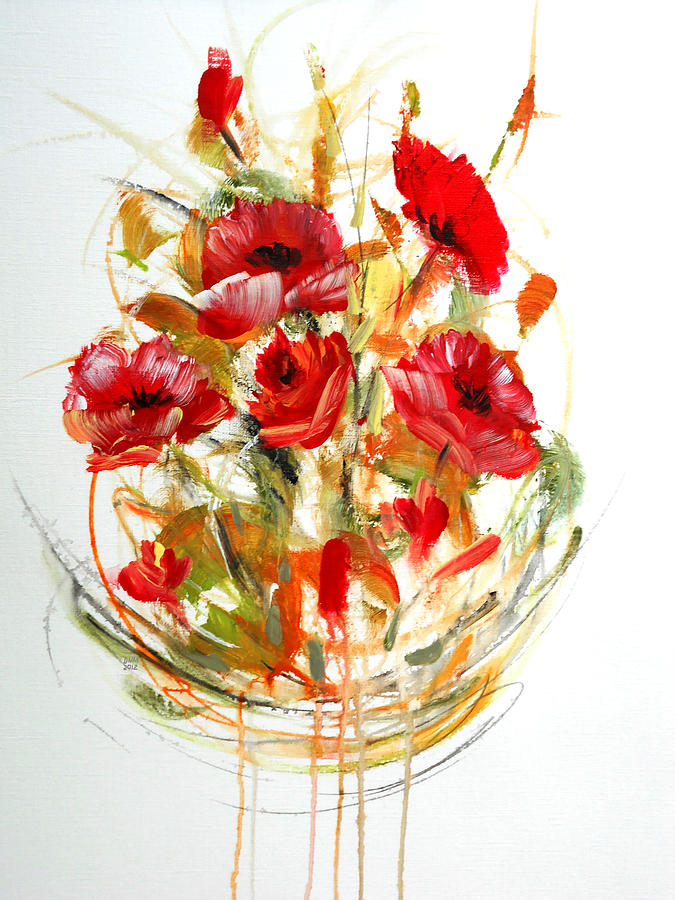 Red Flowers Painting by Dorothy Maier