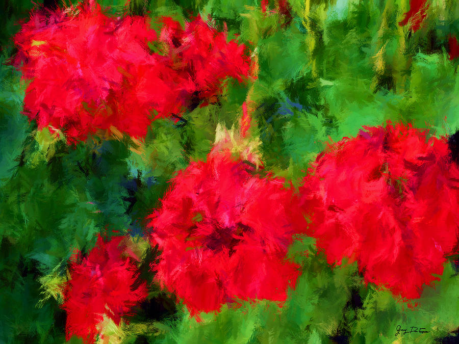Red Flowers Impressionism Digital Art by Gary De Capua