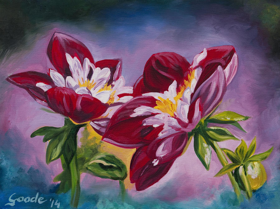 Red Flowers Painting by Jana Goode