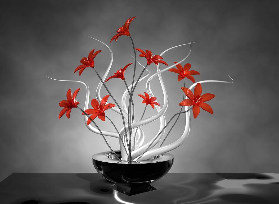 Red Flowers Digital Art by Louis Ferreira