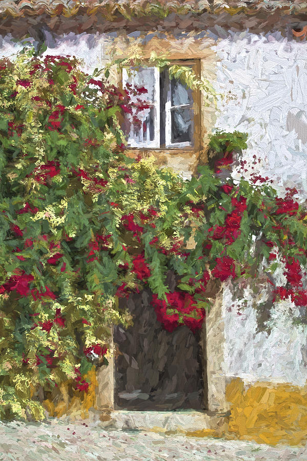 Red Flowers on Vine Painting by David Letts