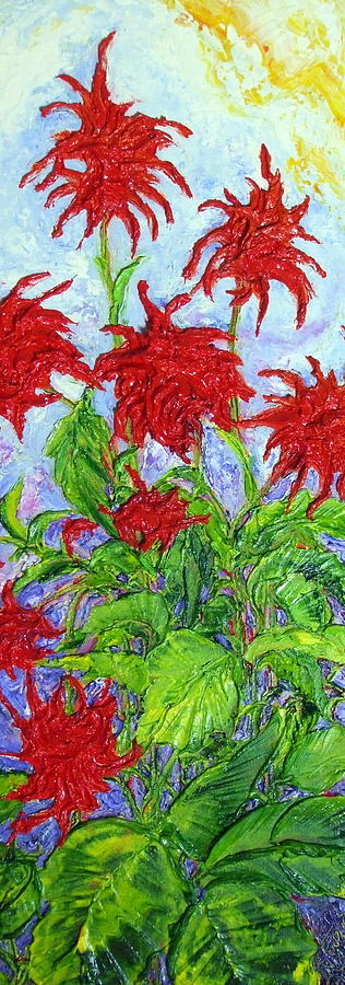 Red Bee Balms Painting by Paris Wyatt Llanso