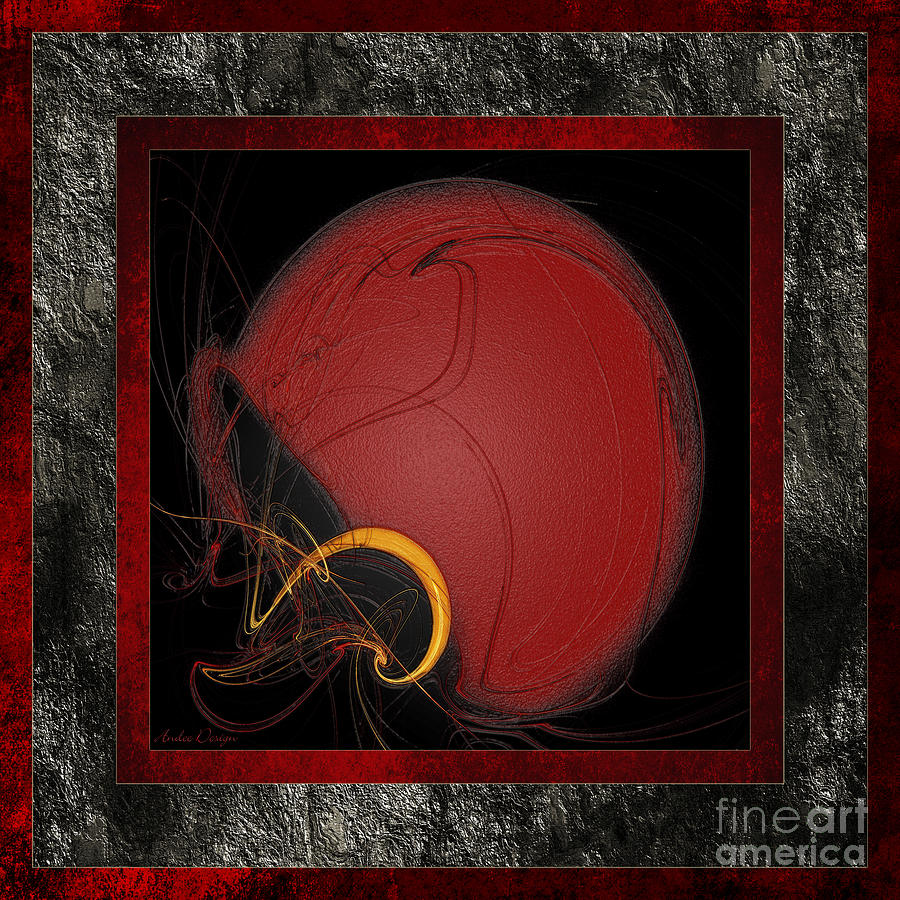 Red Football Helmet Abstract Frames 1 Digital Art by Andee Design