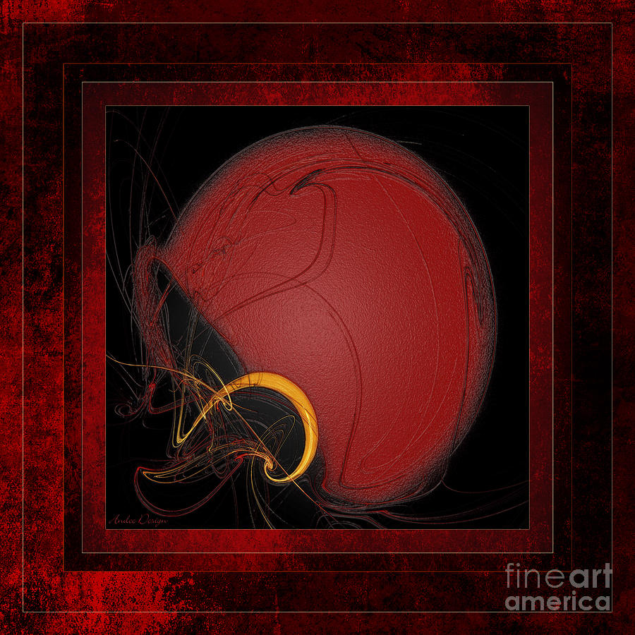 Red Football Helmet Abstract With 3 Digital Art by Andee Design