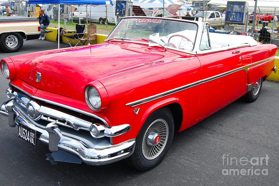 Vintage Vehicle Photograph - Red Ford Convertible by Mark Spearman