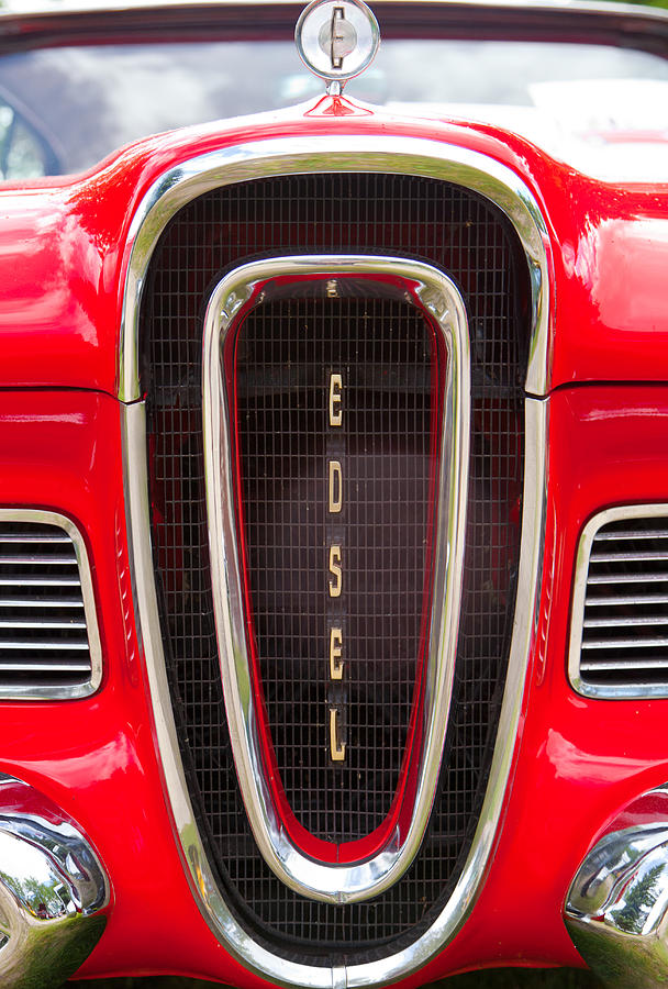 Red Ford Edsel grill detail Photograph by Mick Flynn