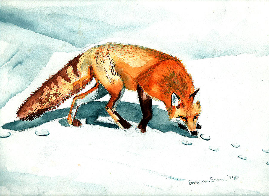 Winter Painting - Red Fox by Genevieve Esson