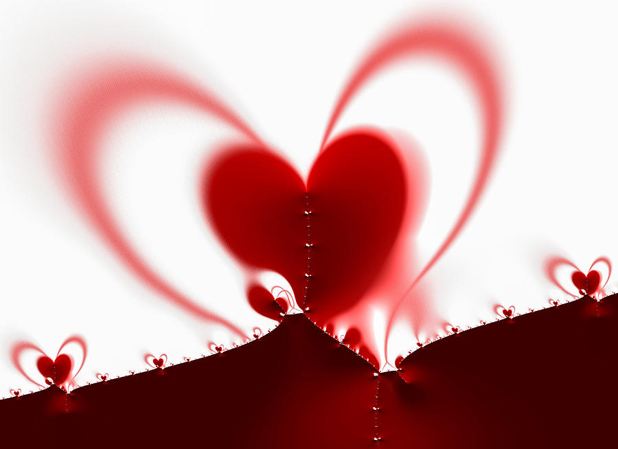 Red fractal valentine heart Digital Art by Matthias Hauser