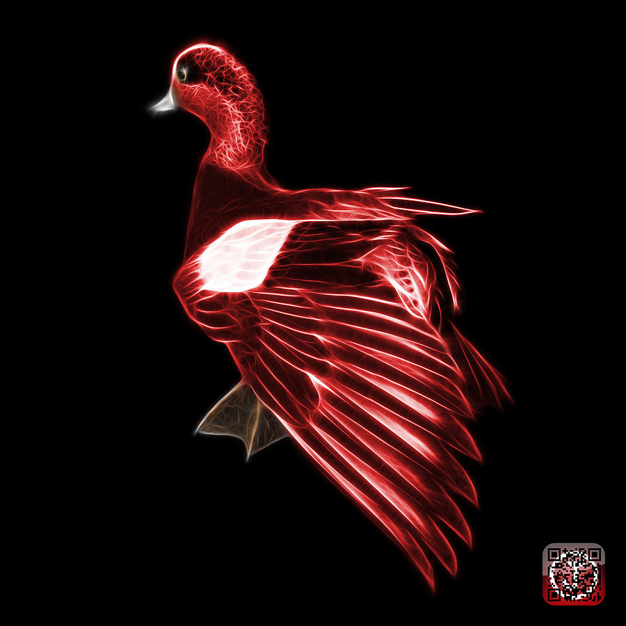 Red Fractal Wigeon 7702 - BB Mixed Media by James Ahn