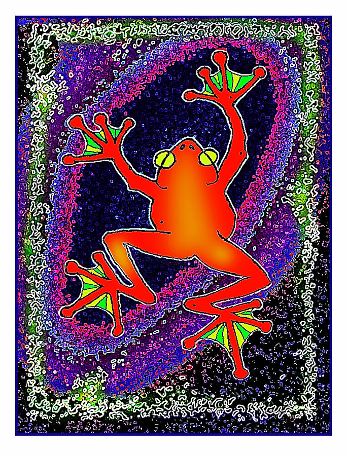 Red  Frog Painting by Hartmut Jager