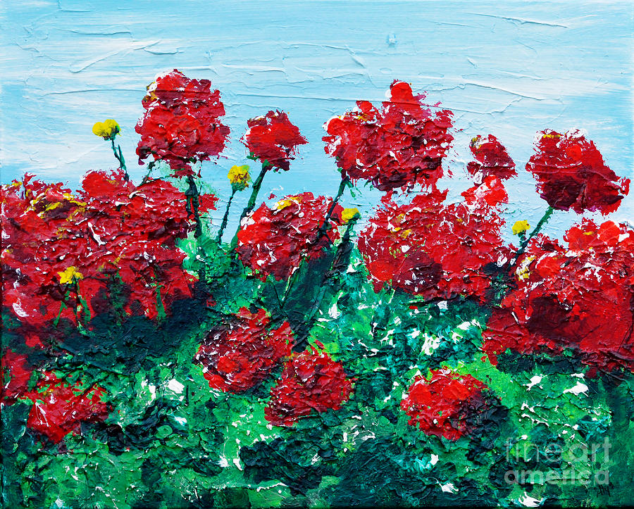 Red Geraniums Painting by Alys Caviness-Gober