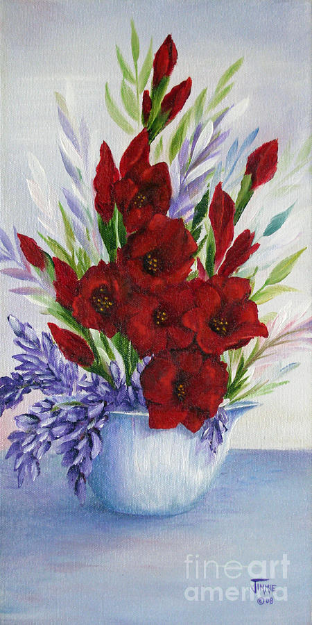 Red Glads Painting by Jimmie Bartlett