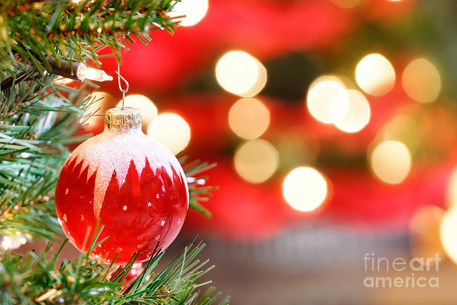 Red Glass Christmas Bauble Photograph