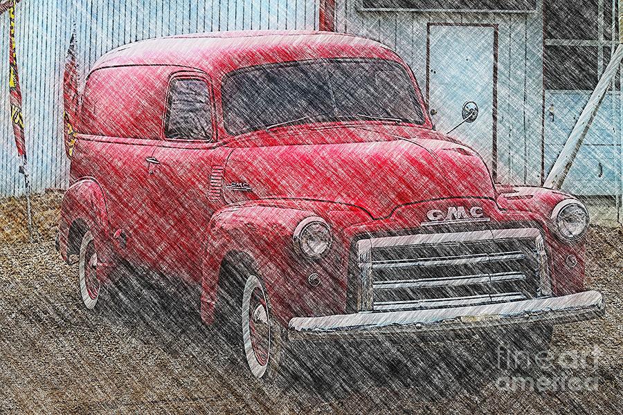 Transportation Photograph - Red GMC Panel Truck  by Liane Wright