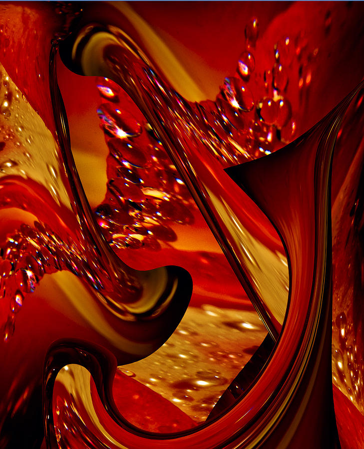 Abstract Photograph - Red Gold and Black Splash by Her Arts Desire