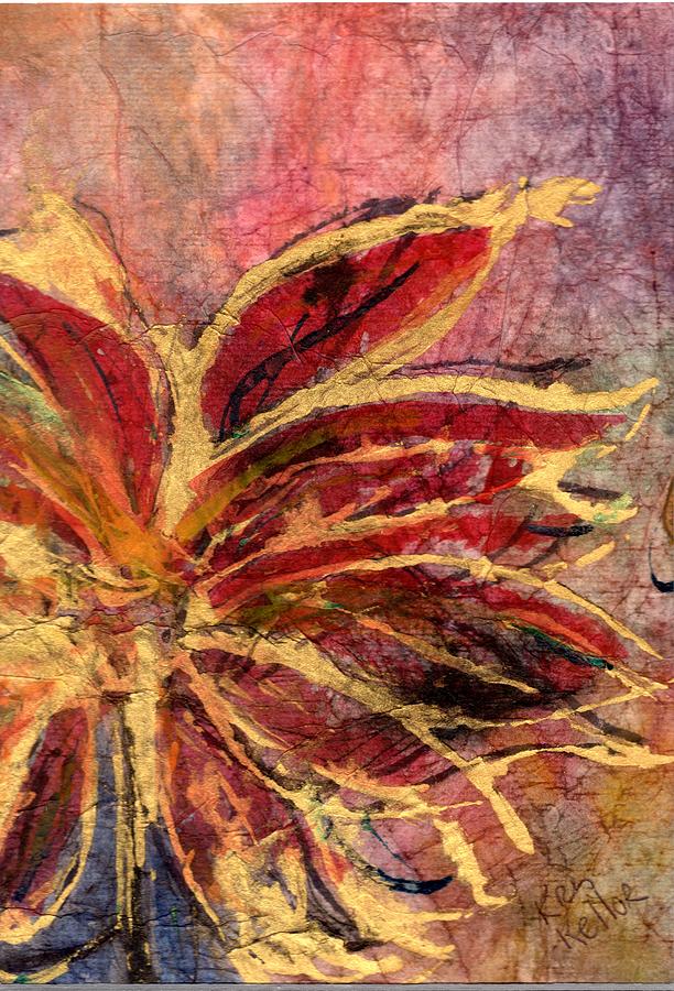 Red Gold Dahlia Painting by Kristine Kellor
