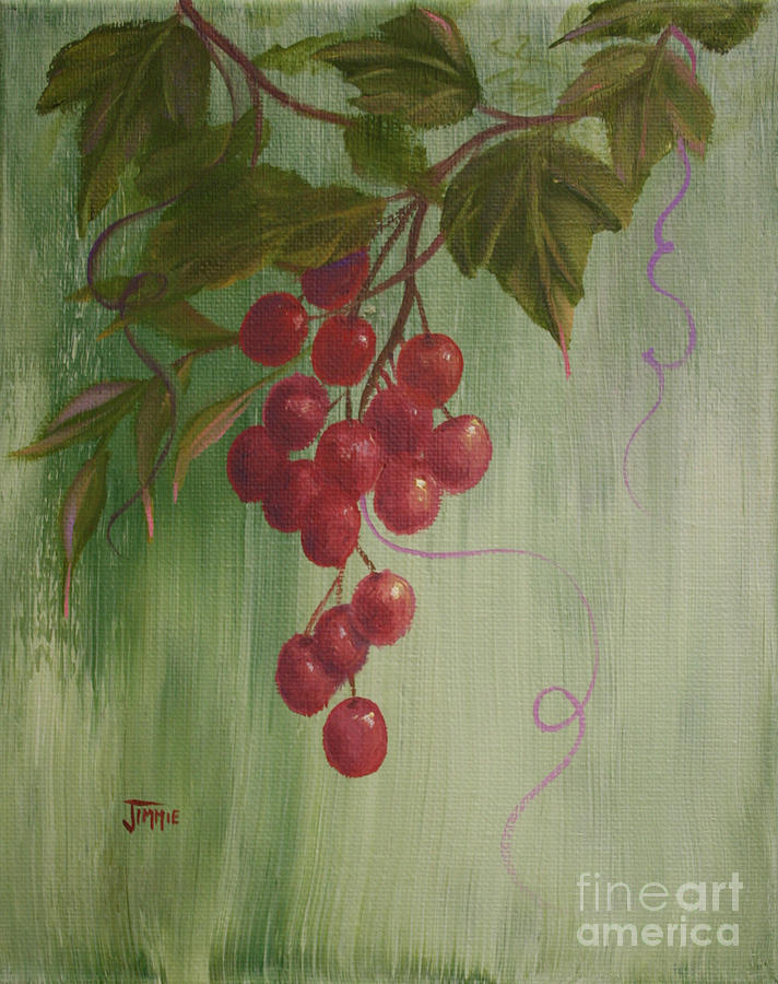 Red Grapes Painting by Jimmie Bartlett