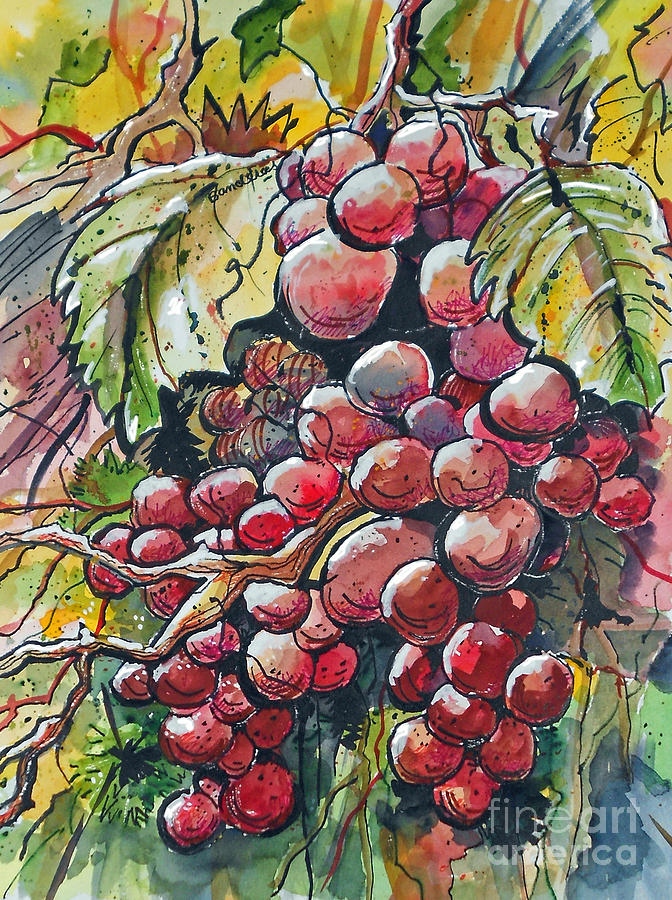 Red Grapes Painting by Terry Banderas