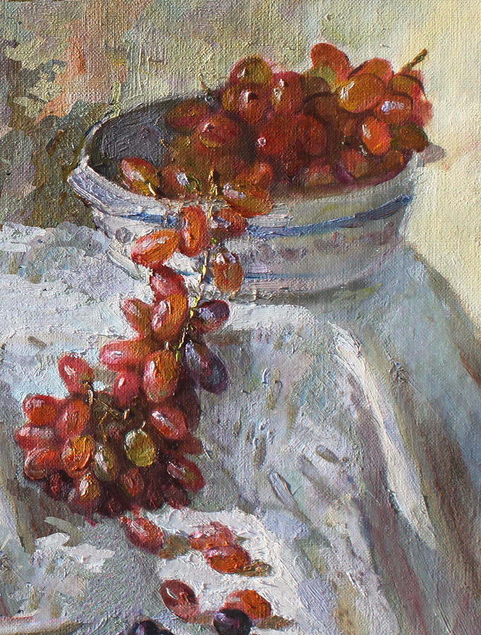 Grape Painting - Red Grapes by Ylli Haruni