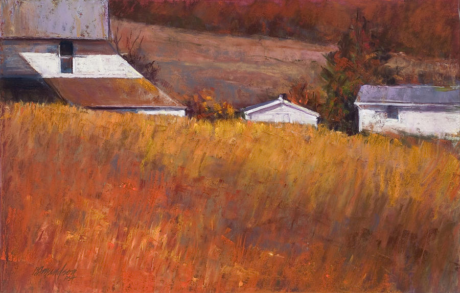Farm Pastel - Red Grass by Beverly Amundson Farm Pastel - Red Grass by Beverly Amundson