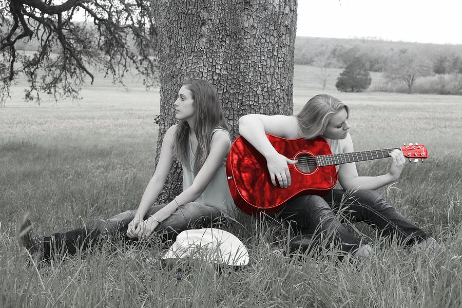 Music Photograph - Red Guitar by Delilah Downs
