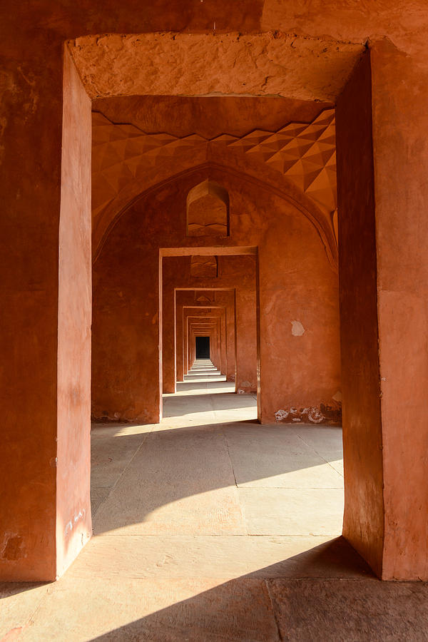 Red Hallway at the Taj Mahal Photograph by Brandon Bourdages