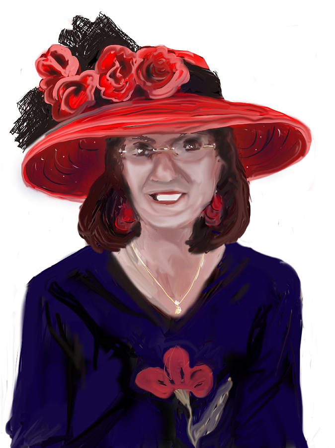 Red Hat Lady Painting by Jean Pacheco Ravinski