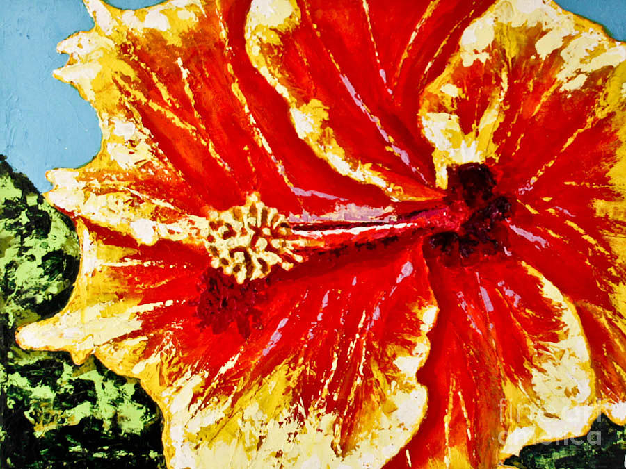 Red Hawaiian Hibiscus  Painting by Maria Iurescia