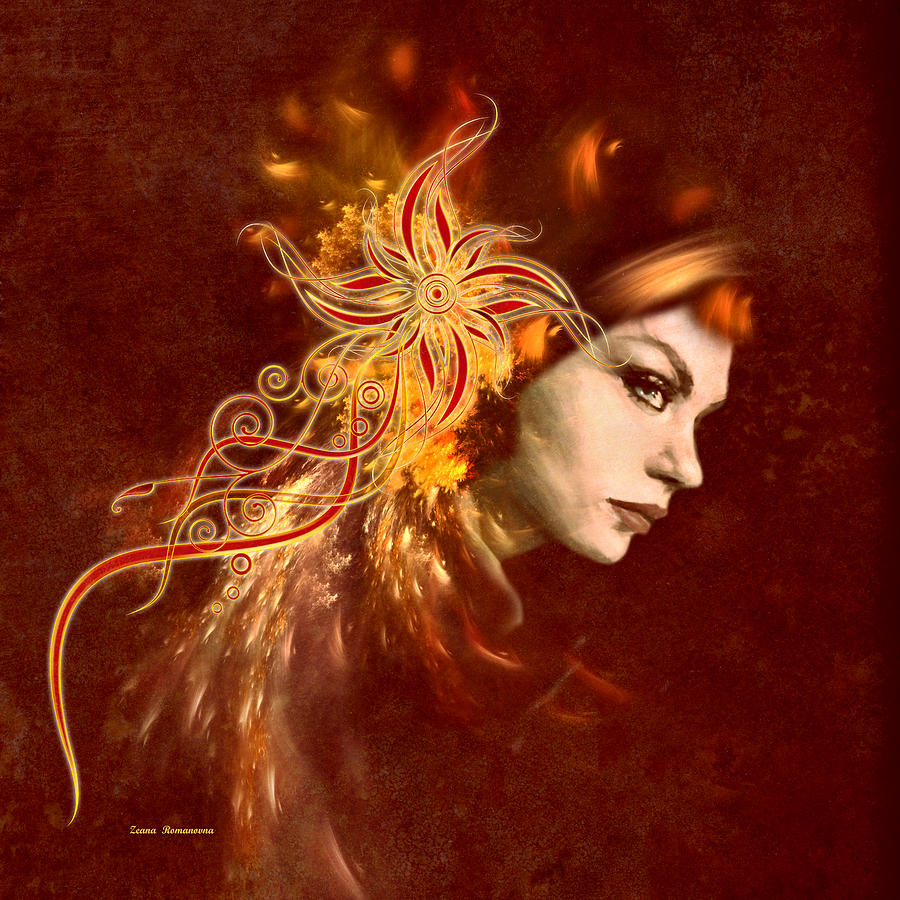 Red Headed Woman Abstract Realism Digital Art by Georgiana Romanovna