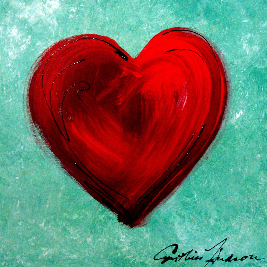 Red Heart Painting by Cynthia Hudson