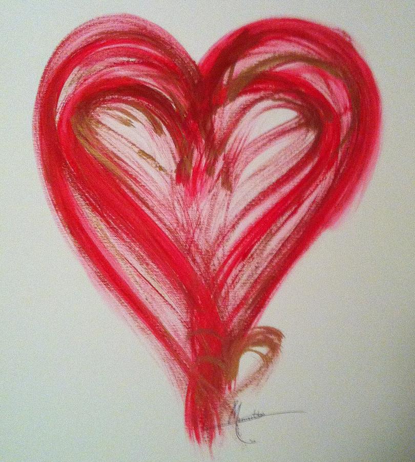 Red Heart Painting by Marian Lonzetta