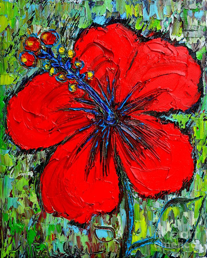 Red Hibiscus Painting by Ana Maria Edulescu