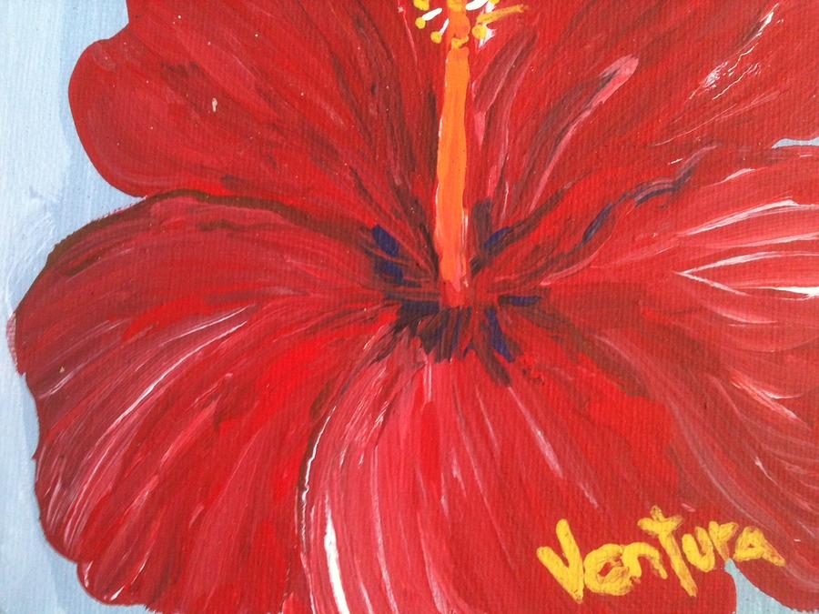 Red Hibiscus Painting by Clare Ventura