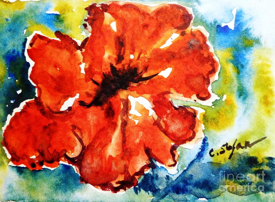 Red Hibiscus Painting by Cristina Stefan