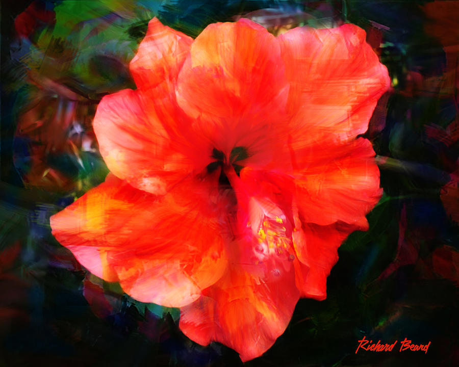 Flowers Still Life Digital Art - Red Hibiscus by Richard Beard
