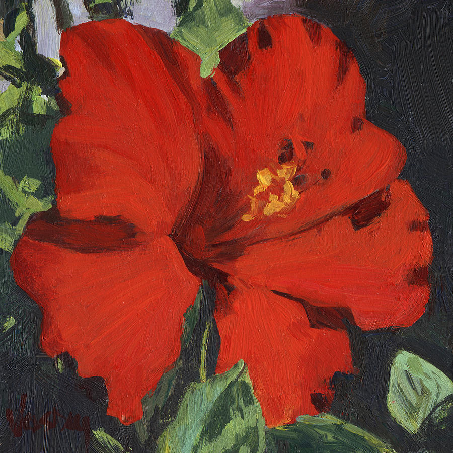 Red Hibiscus Painting by Stacy Vosberg