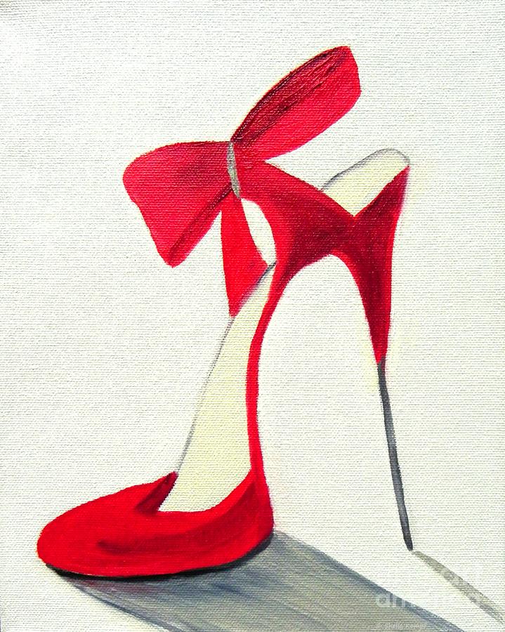 Red High Heel Shoe Painting by Shelia Kempf
