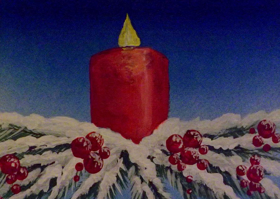 Red Holiday Candle Painting by Darren Robinson