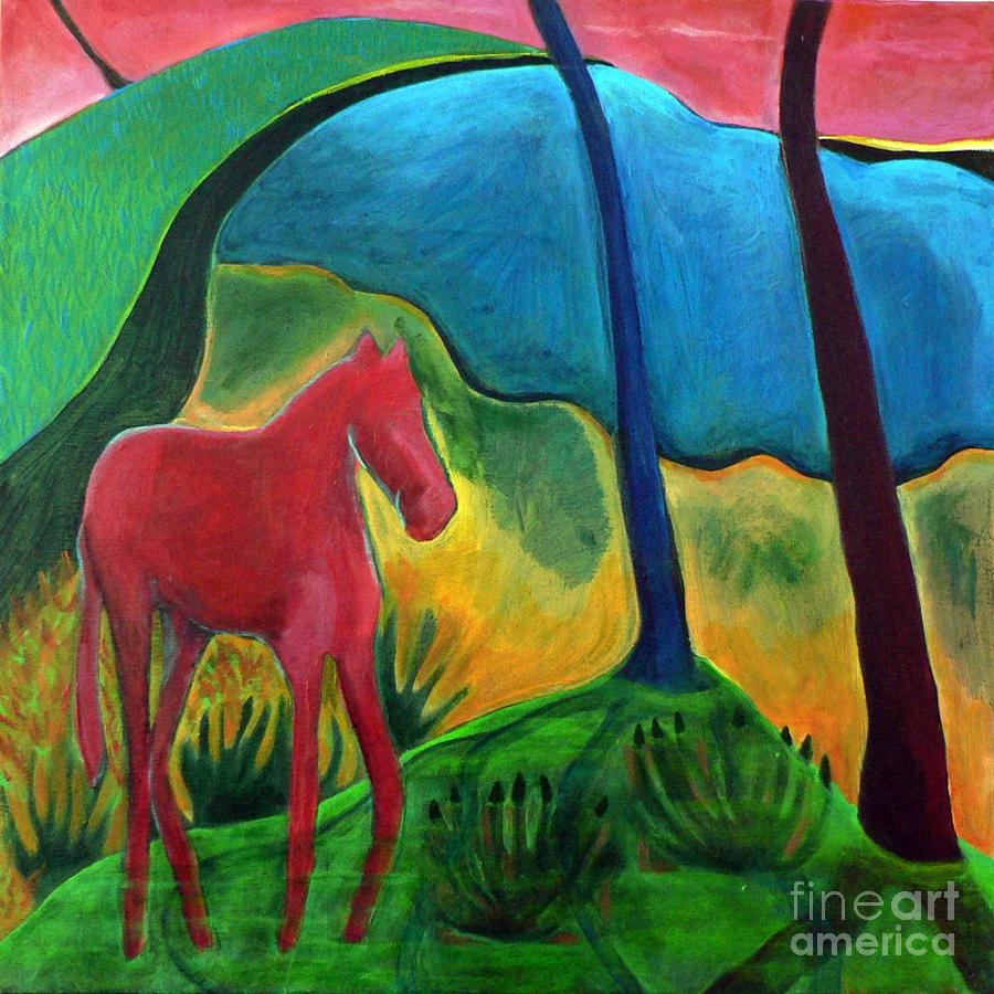 Red Horse Painting by Elizabeth Fontaine-Barr