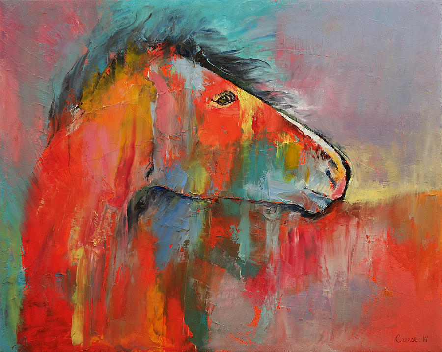 Red Horse Painting by Michael Creese