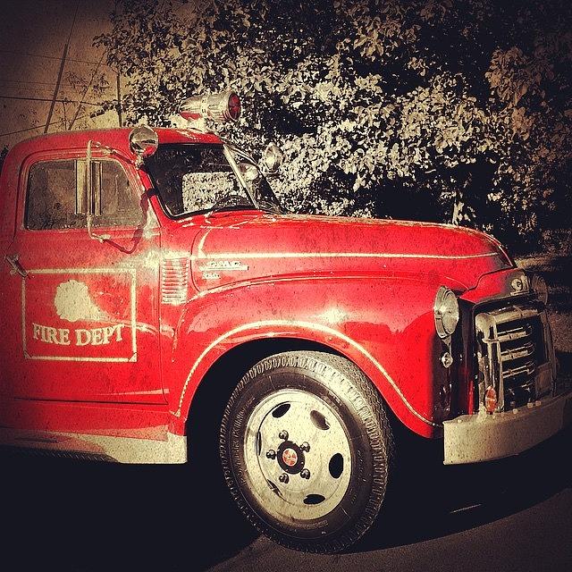Vintage Photograph - Red Hot Blast From The Past! #firetruck by Jan Pan