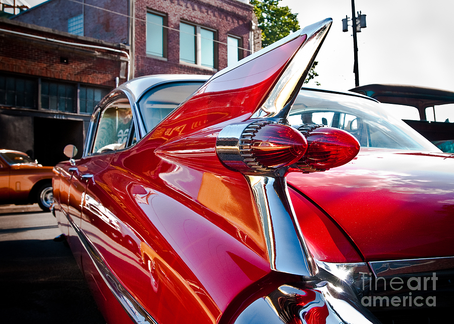 Car Photograph - Red Hot Cadillac by Sonja Quintero